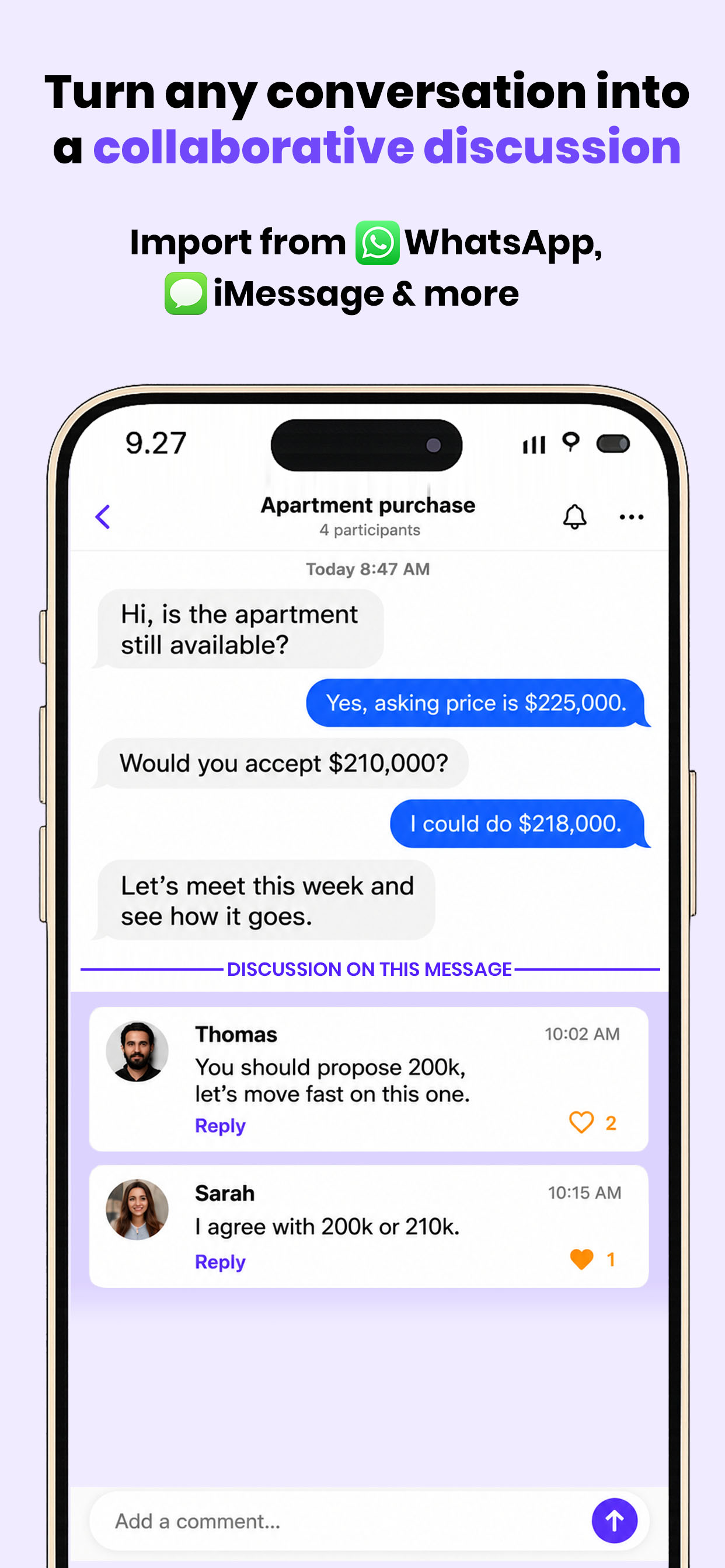 TextShow turns an imported conversation into a collaborative discussion